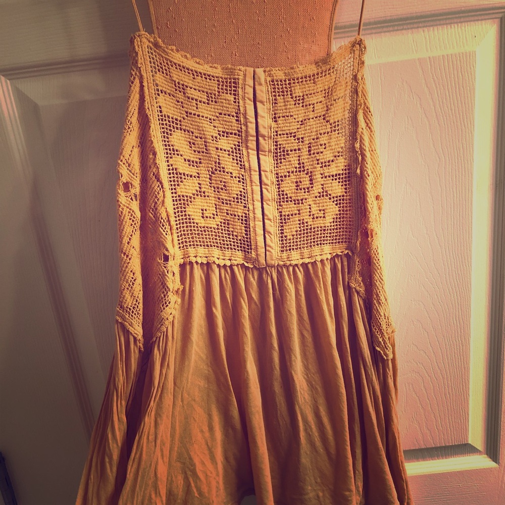 Coral Embroidered Free People Tank